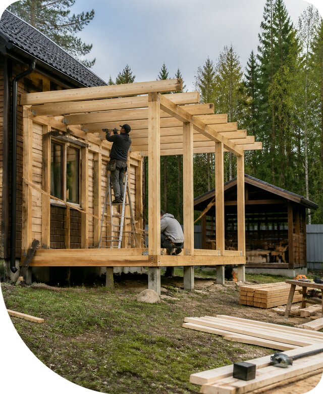 Строительство пристроек и построек на участке в Каменке