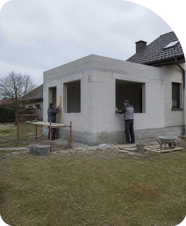 Пристройка из газобетона в Каменке по цене от 32874 р. | РадиДОМА-Кам