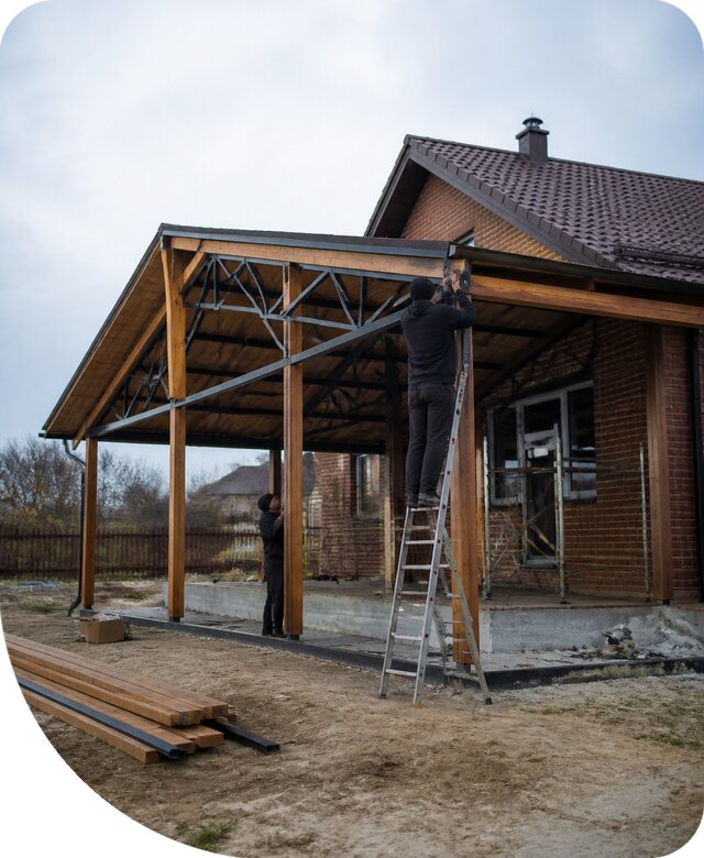 Пристройка навеса к дому и участку в Каменке под ключ