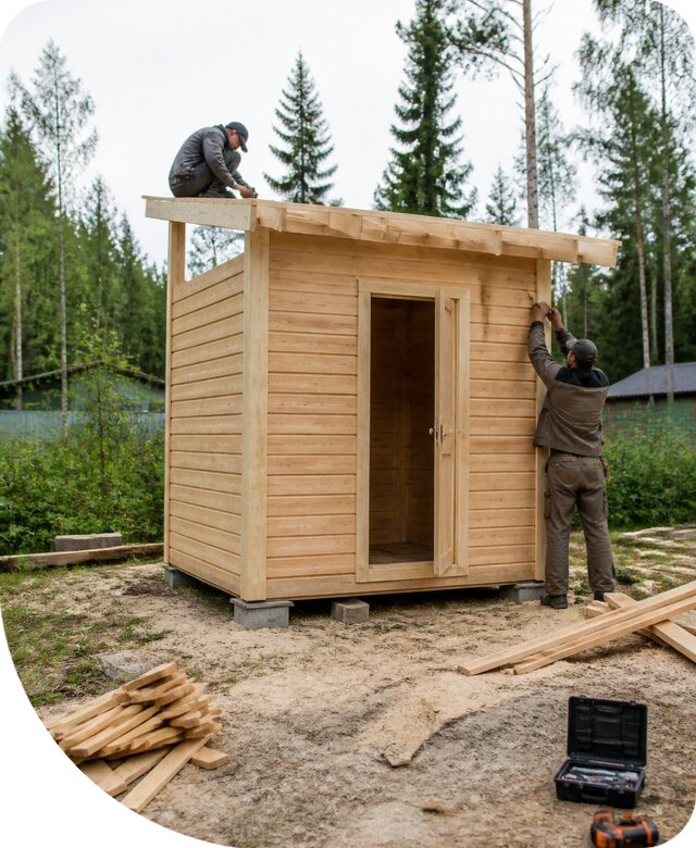 Строительство туалета с душем под ключ на участке в Каменке